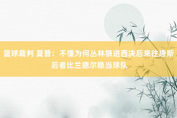 篮球裁判 夏普：不懂为何丛林狼进西决后来往唐斯 后者比兰德尔稳当球队