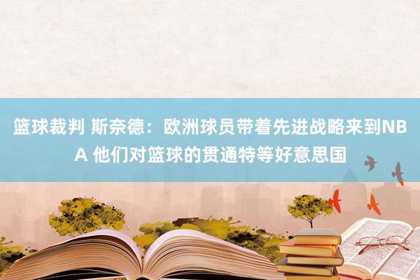 篮球裁判 斯奈德：欧洲球员带着先进战略来到NBA 他们对篮球的贯通特等好意思国