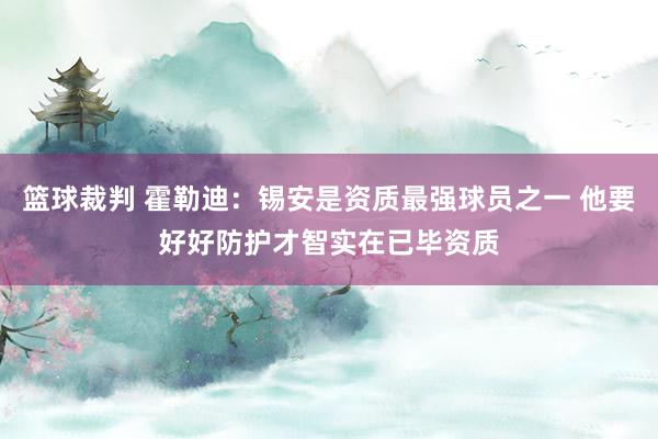 篮球裁判 霍勒迪：锡安是资质最强球员之一 他要好好防护才智实在已毕资质